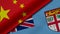 3D Rendering of two flags from China and Republic of Fiji