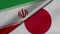 3D Rendering of two flags from Islamic Republic of Iran and japan together
