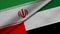 3D Rendering of two flags from Islamic Republic of Iran and United Arab Emirates together