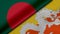 3D rendering of two flags of Republic of Bangladesh and Kingdom of Bhutan together with fabric texture, bilateral relations, peace