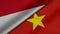 3D Rendering of two flags from Republic of Indonesia and Socialist Republic of Vietnam together with fabric texture, bilateral