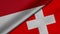3D Rendering of two flags from Republic of Indonesia and Swiss Confederation