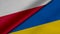 3D Rendering of two flags from Republic of Poland and ukraine together with fabric texture, bilateral relations, peace and