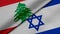3D Rendering of two flags from State of Israel and Lebanon