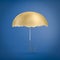 3d rendering of an umbrella with a golden egg shell instead of the upper part.