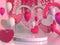 3d rendering valentine podium stage with tree balloon and love