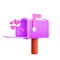 3d rendering valentine\\\'s day mailbox heart icon