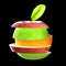 3d rendering of various type of fruit slices stacked