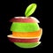 3d rendering of various type of fruit slices stacked