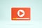 3D Rendering Video Player Icon Symbols Isolated Red Color Front