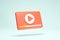 3D Rendering Video Player Icon Symbols Isolated Red Color Perspective