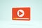 3D Rendering Video Player Icon Symbols Isolated Red Color Side