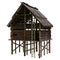 3D Rendering Viking Style Wooden Building on White