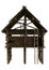 3D Rendering Viking Style Wooden Building on White