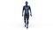 3D rendering of a walking male cyborg