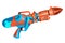 3D rendering of water gun orange and blue colors isolated on white background with clipping paths for Songkran festival in