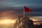 3d rendering of waving albanian flag on rocky landscape to celeb