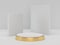 3D rendering of white gold pedestal podium on clearly background, abstract  minimal podium blank space for beauty cosmetic product