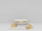 3D rendering of white gold pedestal podium on clearly background, abstract  minimal podium blank space for beauty cosmetic product