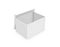 3d rendering of a white rectangle box with a lid leaning on its side on white background.