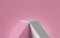 3d rendering of white staircase isolated on pink background. Blank platform, pedestal, showcase stand. Minimal concept.