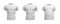 3d rendering of a white T-shirt in realistic slim, muscular and fat shape in front view on white background.