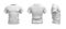 3d rendering of a white T-shirt shaped as a realistic male torso in front, side and back view.