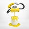 3d rendering of white wireline phone that has been partially dipped into bucket of yellow paint and is now floating in
