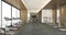 3d rendering wide fitness and gym with luxury wood decor