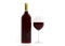 3d rendering wine glass and bottle on white background