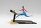 3d Rendering Woman Running Treadmill Machine on a Fitness Background
