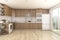 3d rendering wood laundry and kitchen