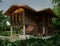 3d rendering wooden house in the topical climate.