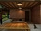 3d rendering wooden house in the topical climate.