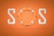 3d rendering of the word `SOS` with an orange lifebuoy instead of letter O.