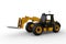 3D rendering of a yellow and black fork lift truck isolated on a white background