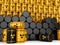 3D rendering Yellow and black radioactive barrels