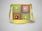 3D rendering yellow knitted bag for teenager on gray background with shadow