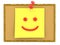 3D Rendering of yellow sticky note with smiley face emoticon on it