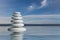 3d rendering zen stones stack in water