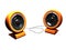 3d retro stereo speakers orange over white