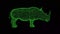 3D Rhinoceros on black background. Safari concept. Wildlife animals. Business advertising backdrop. For title, text