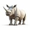 3d Rhinoceros Illustration On White Background - Johnson Tsang Style