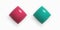 3D Rhombus Design Element in Maroon and Turquoise Color. Realistic cartoon style design. Jewel, Gemstone, Decoration, Button,