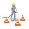 3d road worker with helmet and jackhammer