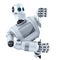 3d Robot with blank banner. . Contains clipping path