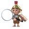 3d Roman Centurion has a magnifying glass