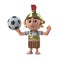 3d Roman Centurion plays soccer