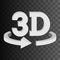 3D rotate button sign icon. Vector.