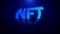 3d Rotation of NFT Text and reflection with futuristic blue background.